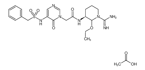 5-benzylsulfonylamino-6-oxo-1,6-dihydro-1-pyrimidinylacetyl-L-argininal ethyl cyclol, acetate salt_195315-34-5