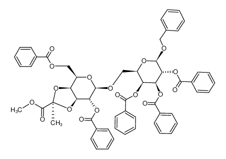 (2S,3aS,4R,6R,7R,7aS)-7-Benzoyloxy-4-benzoyloxymethyl-2-methyl-6-((2R,3S,4S,5R,6R)-3,4,5-tris-benzoyloxy-6-benzyloxy-tetrahydro-pyran-2-ylmethoxy)-tetrahydro-[1,3]dioxolo[4,5-c]pyran-2-carboxylic acid methyl ester_195316-85-9