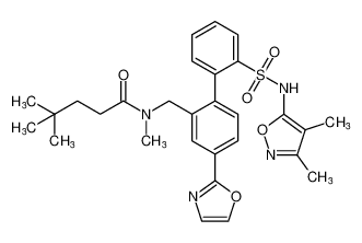 N-((2'-(N-(3,4-dimethylisoxazol-5-yl)sulfamoyl)-4-(oxazol-2-yl)-[1,1'-biphenyl]-2-yl)methyl)-N,4,4-trimethylpentanamide_195445-55-7