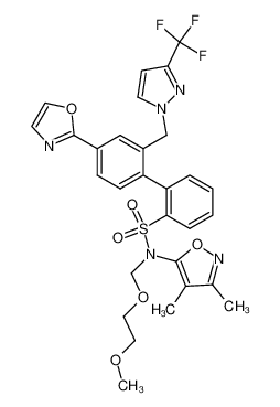 4'-Oxazol-2-yl-2'-(3-trifluoromethyl-pyrazol-1-ylmethyl)-biphenyl-2-sulfonic acid (3,4-dimethyl-isoxazol-5-yl)-(2-methoxy-ethoxymethyl)-amide_195447-53-1