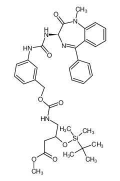 (R)-3-(tert-butyldimethylsilanyloxy)-4-{3-[3-(1-methyl-2-oxo-5-phenyl-2,3-dihydro-1H-1,4-benzodiazepin-3-yl)ureido]benzyloxycarbonylamino}butyric acid methyl ester_195510-91-9