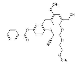 Benzoic acid 4-cyanomethoxy-3-[4-hydroxymethyl-2-methoxy-5-(2-methoxy-ethoxymethoxy)-benzyl]-phenyl ester_195601-87-7