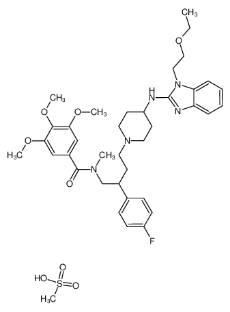 N-methyl-N-(4-(4-(1-(2-ethoxyethyl)-1H-benzimidazol-2-yl-amino)piperidin-1-yl)-2-(4-fluorophenyl)butyl)-3,4,5-trimethoxybenzamide methanesulfonic acid salt_195622-08-3