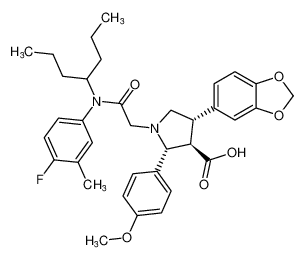 3-Pyrrolidinecarboxylic acid,4-(1,3-benzodioxol-5-yl)-1-[2-[(4-fluoro-3-methylphenyl)(1-propylbutyl)amino]-2-oxoethyl]-2-(4-methoxyphenyl)-, (2R,3R,4S)-rel-_195706-81-1