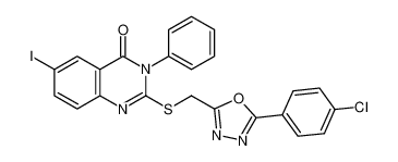 2-(((5-(4-chlorophenyl)-1,3,4-oxadiazol-2-yl)methyl)thio)-6-iodo-3-phenylquinazolin-4(3H)-one_195728-53-1