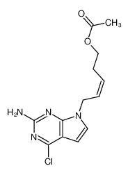 (Z)-2-amino-7-(5-acetyloxy-2-pentene-1-yl)-4-chloropyrrolo(2,3-d)pyrimidine_195885-73-5