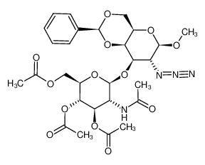 methyl O-(2'-acetamido-3',4',6'-tri-O-acetyl-2'-deoxy-β-D-glucopyranosyl)-(1'-)3)-2-azido-4,6-O-benzylidene-2-deoxy-β-D-galactopyranoside_195976-20-6