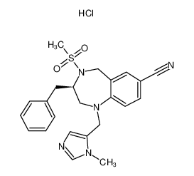 (R)-7-Cyano-2,3,4,5-tetrahydro-1-[(1-methyl-1H-imidazol-5-yl)methyl]-4-(methylsulfonyl)-3-(phenylmethyl)-1H-1,4-benzodiazepine, monohydrochloride_195980-53-1