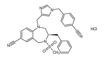 (R)-3-benzyl-1-((1-(4-cyanobenzyl)-1H-imidazol-4-yl)methyl)-4-(methylsulfonyl)-2,3,4,5-tetrahydro-1H-benzo[e][1,4]diazepine-7-carbonitrile hydrochloride_195981-97-6