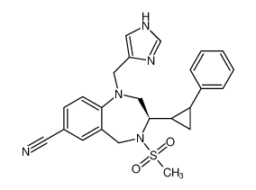 (3R)-1-((1H-imidazol-4-yl)methyl)-4-(methylsulfonyl)-3-(2-phenylcyclopropyl)-2,3,4,5-tetrahydro-1H-benzo[e][1,4]diazepine-7-carbonitrile_195983-38-1
