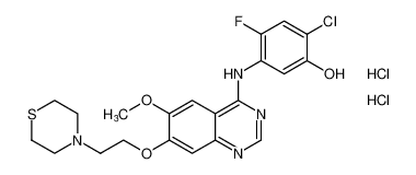 2-chloro-4-fluoro-5-((6-methoxy-7-(2-thiomorpholinoethoxy)quinazolin-4-yl)amino)phenol dihydrochloride_196194-18-0