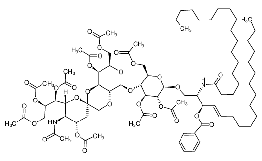 (2S,3R,4E)-3-Benzoyloxy-2-(octadecanamido)octadec-4-enyl 2,3,6-tri-O-acetyl-4-O-[4,6-di-O-acetyl-3-O-(4,7,8,9-tetra-O-acetyl-5-acetamido-1,3,5-trideoxy-D-glycero-α-D-galacto-2-nonulopyranosyloyl-1c-)2b-pyranosyl)-β-D-galactopyranosyl]-β-D-glucopyr_196391-60-3