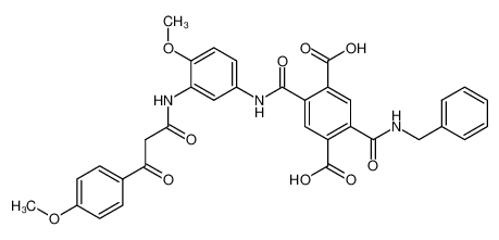 2-Benzylcarbamoyl-5-{4-methoxy-3-[3-(4-methoxy-phenyl)-3-oxo-propionylamino]-phenylcarbamoyl}-terephthalic acid_1964-22-3