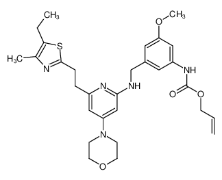 6-[2-(5-ethyl-4-methyl-1,3-thiazol-2-yl)ethyl]-2-[3-methoxy-5-(2-propenyloxycarbonylamino)benzylamino]-4-morpholinopyridine_196499-07-7