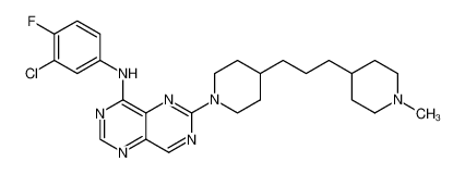 4-[(3-chloro-4-fluorophenyl)amino]-6-[4-(3-(1-methyl-4-piperidinyl)-1-propyl)-1-piperidinyl]pyrimido[5,4-d]pyrimidine_196512-03-5