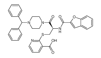 (R)-2-((3-(4-benzhydrylpiperazin-1-yl)-2-(benzofuran-2-carboxamido)-3-oxopropyl)thio)nicotinic acid_196932-78-2