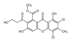 methyl 5,7-dichloro-3,8-dihydroxy-2-((2-hydroxyethyl)sulfinyl)-6-methyl-9-oxo-9H-xanthene-1-carboxylate_197023-69-1