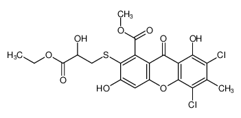 methyl 5,7-dichloro-2-((3-ethoxy-2-hydroxy-3-oxopropyl)thio)-3,8-dihydroxy-6-methyl-9-oxo-9H-xanthene-1-carboxylate_197024-47-8