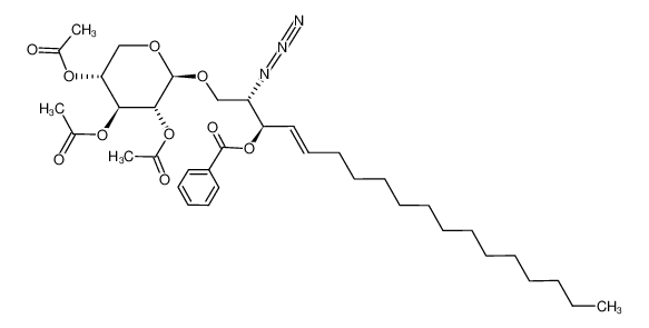 Benzoic acid (E)-(R)-1-[(S)-1-azido-2-((2R,3R,4S,5R)-3,4,5-triacetoxy-tetrahydro-pyran-2-yloxy)-ethyl]-hexadec-2-enyl ester_197144-03-9