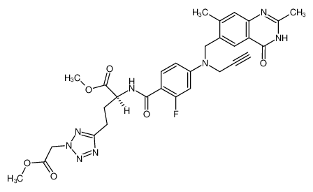 methyl (2S)-2-[4-[N-[(3,4-dihydro-2,7-dimethyl-4-oxo-6-quinazolinyl)methyl]-N-prop-2-ynylamino]-2-fluorobenzamido]-4-(2-methoxycarbonylmethyltetrazol-5-yl)butyrate_197223-66-8