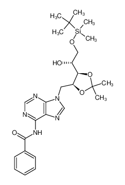 N-(9-{(4S,5R)-5-[(R)-2-(tert-Butyl-dimethyl-silanyloxy)-1-hydroxy-ethyl]-2,2-dimethyl-[1,3]dioxolan-4-ylmethyl}-9H-purin-6-yl)-benzamide_197227-10-4