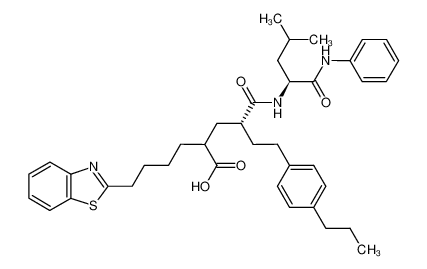 (4R)-2-(4-(benzo[d]thiazol-2-yl)butyl)-4-(((S)-4-methyl-1-oxo-1-(phenylamino)pentan-2-yl)carbamoyl)-6-(4-propylphenyl)hexanoic acid_197228-91-4