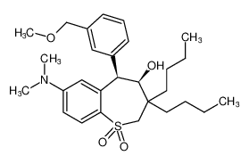 rel-(4R,5R)-3,3-dibutyl-7-(dimethylamino)-4-hydroxy-5-(3-(methoxymethyl)phenyl)-2,3,4,5-tetrahydrobenzo[b]thiepine 1,1-dioxide_197373-46-9