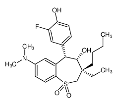 rel-(3R,4S,5S)-3-butyl-7-(dimethylamino)-3-ethyl-5-(3-fluoro-4-hydroxyphenyl)-4-hydroxy-2,3,4,5-tetrahydrobenzo[b]thiepine 1,1-dioxide_197374-78-0