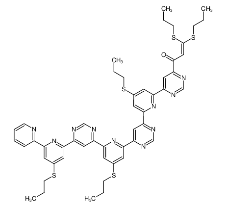 3,3-Bis-propylsulfanyl-1-{6-[4-propylsulfanyl-6-(6-{4-propylsulfanyl-6-[6-(4-propylsulfanyl-[2,2']bipyridinyl-6-yl)-pyrimidin-4-yl]-pyridin-2-yl}-pyrimidin-4-yl)-pyridin-2-yl]-pyrimidin-4-yl}-propenone_197434-27-8