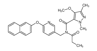 4-methoxy-1,3-dimethyl-N-((6-(naphthalen-2-yloxy)pyridin-3-yl)methyl)-N-propionyl-1H-pyrazole-5-carboxamide_197459-16-8
