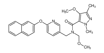 4-methoxy-N-(methoxymethyl)-1,3-dimethyl-N-((6-(naphthalen-2-yloxy)pyridin-3-yl)methyl)-1H-pyrazole-5-carboxamide_197459-25-9