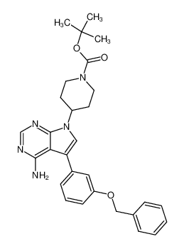 4-[4-Amino-5-(3-benzyloxy-phenyl)-pyrrolo[2,3-d]pyrimidin-7-yl]-piperidine-1-carboxylic acid tert-butyl ester_197525-86-3