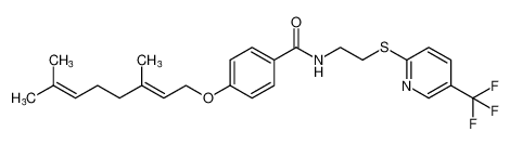 (E)-4-((3,7-dimethylocta-2,6-dien-1-yl)oxy)-N-(2-((5-(trifluoromethyl)pyridin-2-yl)thio)ethyl)benzamide_197583-29-2