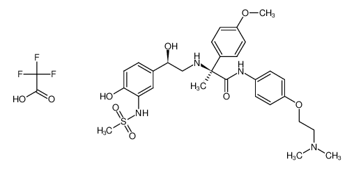 (S)-N-(4-(2-(dimethylamino)ethoxy)phenyl)-2-(((R)-2-hydroxy-2-(4-hydroxy-3-(methylsulfonamido)phenyl)ethyl)amino)-2-(4-methoxyphenyl)propanamide 2,2,2-trifluoroacetate_197643-90-6