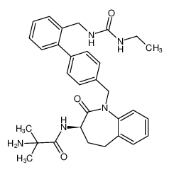 (R)-2-amino-N-(1-((2'-((3-ethylureido)methyl)-[1,1'-biphenyl]-4-yl)methyl)-2-oxo-2,3,4,5-tetrahydro-1H-benzo[b]azepin-3-yl)-2-methylpropanamide_197650-59-2