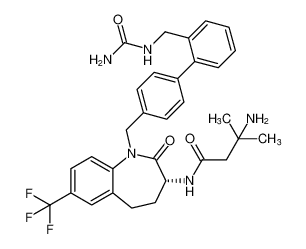 (R)-3-amino-3-methyl-N-(2-oxo-7-(trifluoromethyl)-1-((2'-(ureidomethyl)-[1,1'-biphenyl]-4-yl)methyl)-2,3,4,5-tetrahydro-1H-benzo[b]azepin-3-yl)butanamide_197651-23-3