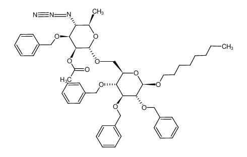 Acetic acid (2S,3S,4S,5R,6R)-5-azido-4-benzyloxy-6-methyl-2-((2R,3R,4S,5R,6R)-3,4,5-tris-benzyloxy-6-octyloxy-tetrahydro-pyran-2-ylmethoxy)-tetrahydro-pyran-3-yl ester_197655-20-2