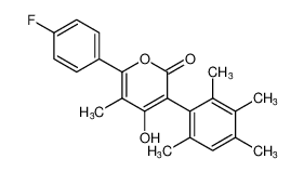 6-(4-fluorophenyl)-4-hydroxy-5-methyl-3-(2,3,4,6-tetramethylphenyl)-2H-pyran-2-one_197710-88-6