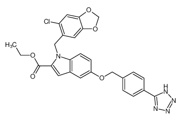 1H-Indole-2-carboxylic acid,1-[(6-chloro-1,3-benzodioxol-5-yl)methyl]-5-[[4-(1H-tetrazol-5-yl)phenyl]methoxy]-, ethyl ester_197841-40-0