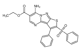 ethyl 7-amino-3-phenyl-2-(phenylsulfonyl)thieno[2',3':3,4]pyrazolo[1,5-a]pyrimidine-6-carboxylate_197861-69-1