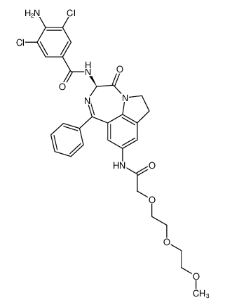 (R)-4-amino-3,5-dichloro-N-(9-(2-(2-(2-methoxyethoxy)ethoxy)acetamido)-4-oxo-1-phenyl-3,4,6,7-tetrahydro-[1,4]diazepino[6,7,1-hi]indol-3-yl)benzamide_197895-00-4