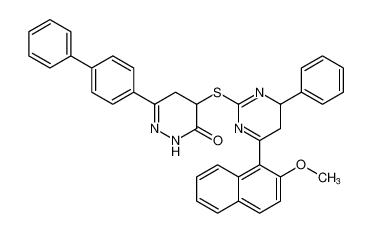 6-([1,1'-biphenyl]-4-yl)-4-((6-(2-methoxynaphthalen-1-yl)-4-phenyl-4,5-dihydropyrimidin-2-yl)thio)-4,5-dihydropyridazin-3(2H)-one_197898-15-0