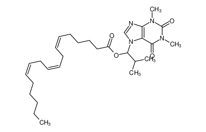 6,9,12-Octadecatrienoic acid,2-methyl-1-(1,2,3,6-tetrahydro-1,3-dimethyl-2,6-dioxo-7H-purin-7-yl)propyl ester, (6Z,9Z,12Z)-_197899-85-7