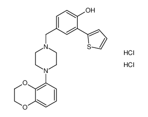 4-((4-(2,3-dihydrobenzo[b][1,4]dioxin-5-yl)piperazin-1-yl)methyl)-2-(thiophen-2-yl)phenol dihydrochloride_197955-05-8