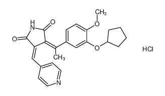 (3Z,4E)-3-(1-(3-(cyclopentyloxy)-4-methoxyphenyl)ethylidene)-4-(pyridin-4-ylmethylene)pyrrolidine-2,5-dione hydrochloride_197978-89-5