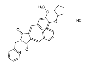 3-((E)-benzylidene)-4-((E)-4-(cyclopentyloxy)-3-methoxybenzylidene)-1-(pyridin-2-ylmethyl)pyrrolidine-2,5-dione hydrochloride_197979-29-6