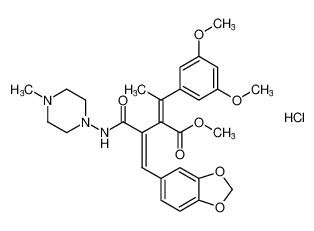 2-Butenoic acid,2-[(1E)-2-(1,3-benzodioxol-5-yl)-1-[[(4-methyl-1-piperazinyl)amino]carbonyl]ethenyl]-3-(3,5-dimethoxyphenyl)-, methyl ester,monohydrochloride, (2Z)-_197979-91-2