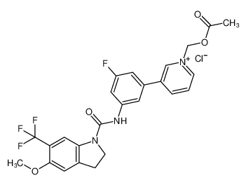 1-(acetoxymethyl)-3-(3-fluoro-5-(5-methoxy-6-(trifluoromethyl)indoline-1-carboxamido)phenyl)pyridin-1-ium chloride_198278-12-5