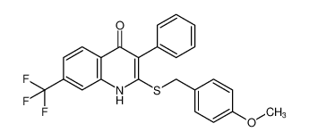 2-((4-methoxybenzyl)thio)-3-phenyl-7-(trifluoromethyl)quinolin-4(1H)-one_198410-17-2