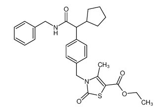 ethyl 3-(4-(2-(benzylamino)-1-cyclopentyl-2-oxoethyl)benzyl)-4-methyl-2-oxo-2,3-dihydrothiazole-5-carboxylate_198415-52-0
